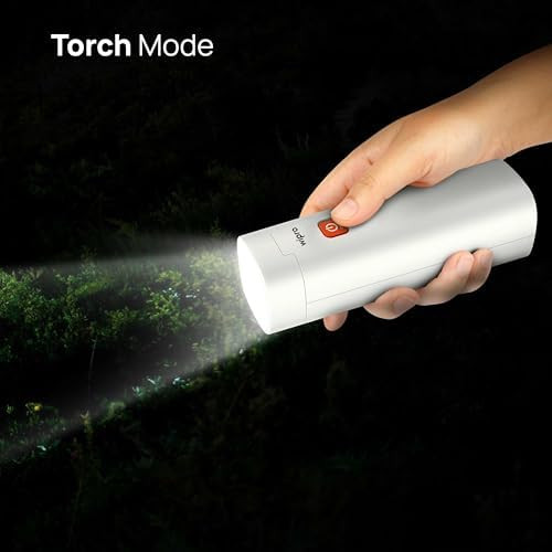 Wipro Odyssey Multifunctional Rechargeable LED Emergency Light | Dual Mode-Torch & Table Lamp | Portable Light | 3-Step Dimming | 3000 Mah Li-Ion Battery | in-Built Power Bank | White, Pack of 1