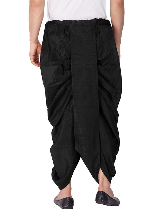 VASTRAMAY Mens Cotton Silk Dhoti (Black_VASMDTBL)