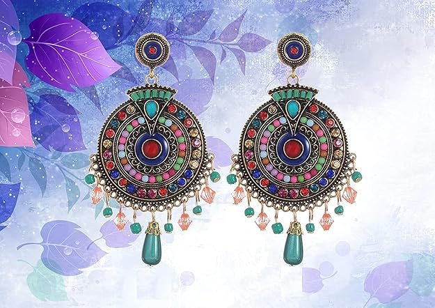 YouBella Jewellery Bohemian Multi-Color Earrings for Girls and Women