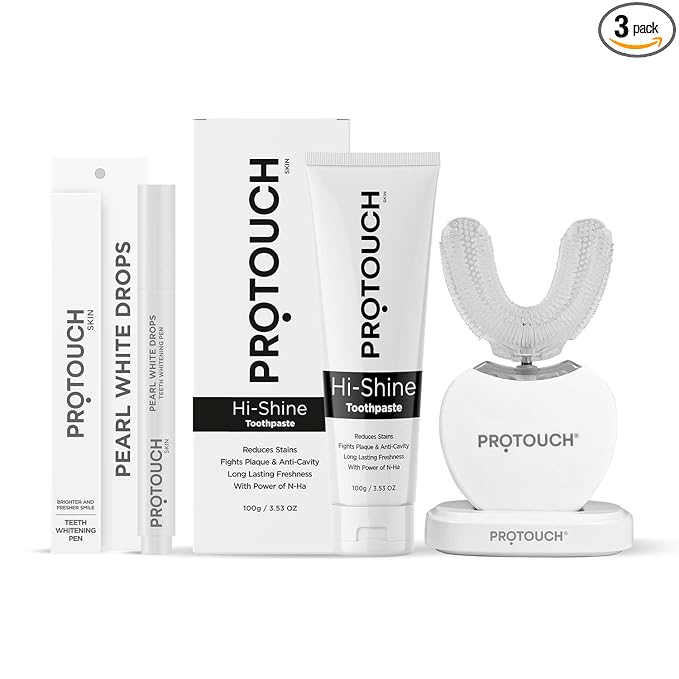 PROTOUCH Complete Oral Care Routine | Ultrasonic Toothbrush, Teeth Whitening Pen and Hi-Shine Toothpaste | Whiter Teeth & Fresher Breath for a Brighter Smile on-the-go | Enamel Safe | For Men & Women