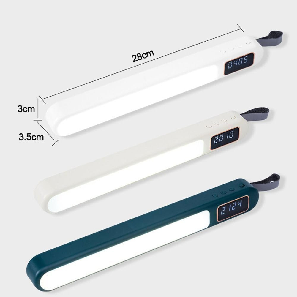 SaleOn LED Desk Lamp with Digital Clock, Rechargeable Study Lamp, Adjustable Reading Lamp with USB Charging, Dimmable Table Lamp for Home & Office, 3 Color Modes - White, Warm White, Warm