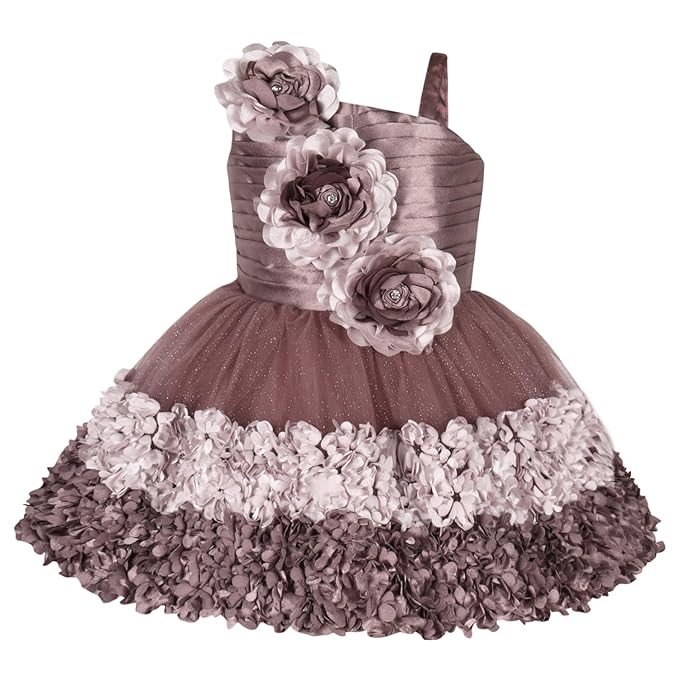 Wish Karo Baby Girls Knee Length Satin Solid Party Dress (bxap426)