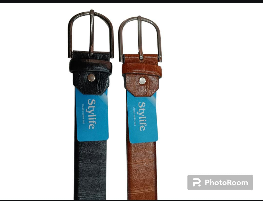 Pu-Leather Formal Belt For Men (Color-Black-Brown)