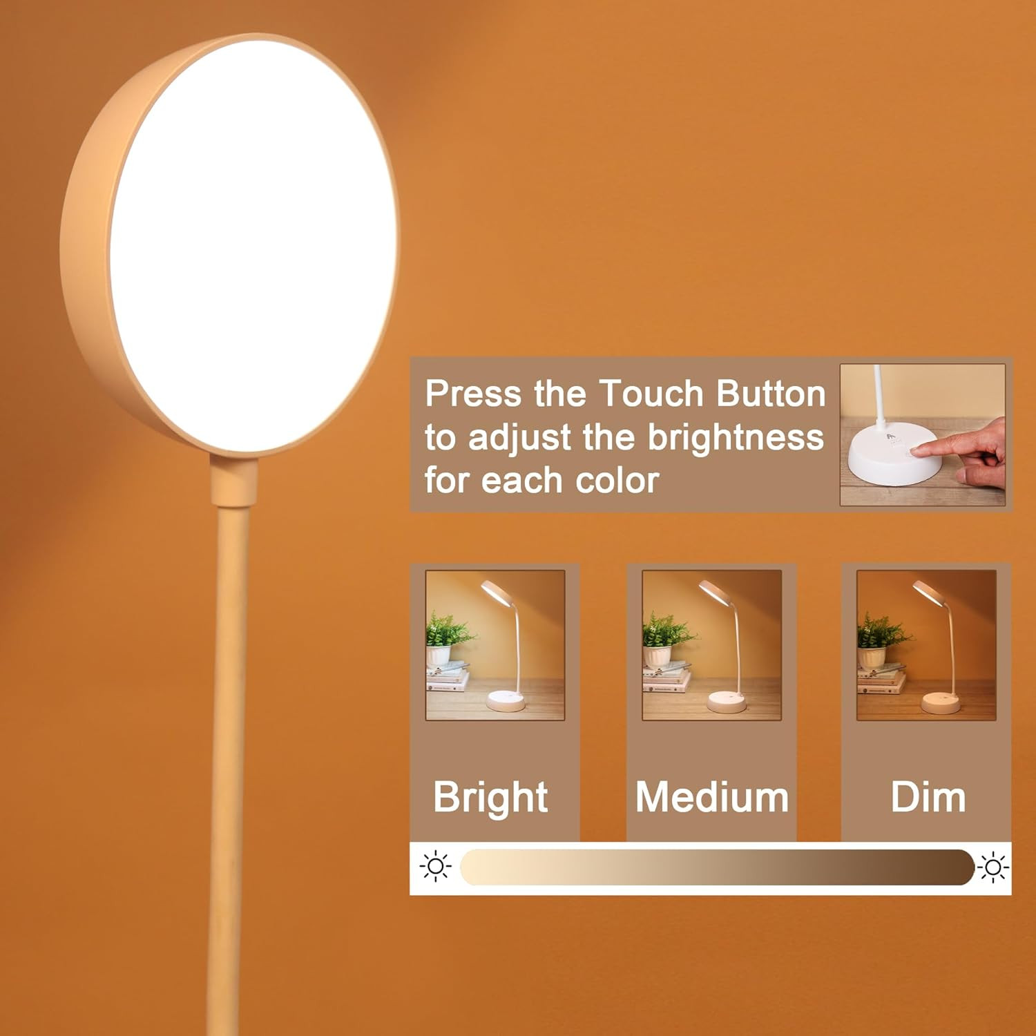 SaleOn 3 Color Modes Desk Lamp Warm Light Table Lamp Rechargeable LED Desk Lamp Touch Lamp Student Eye Care Mobile Stand - 11T Pro White