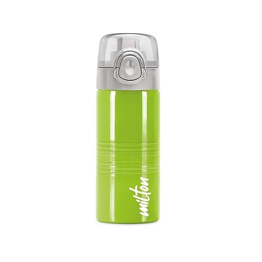 MILTON Vogue 500 Stainless Steel Water Bottle, 490 ml, Parrot Green | Single walled | Leak Proof | Easy Grip | Easy to Carry | Gym Bottle | Home | Kitchen | Hiking | Treking Bottle | Travel Bottle