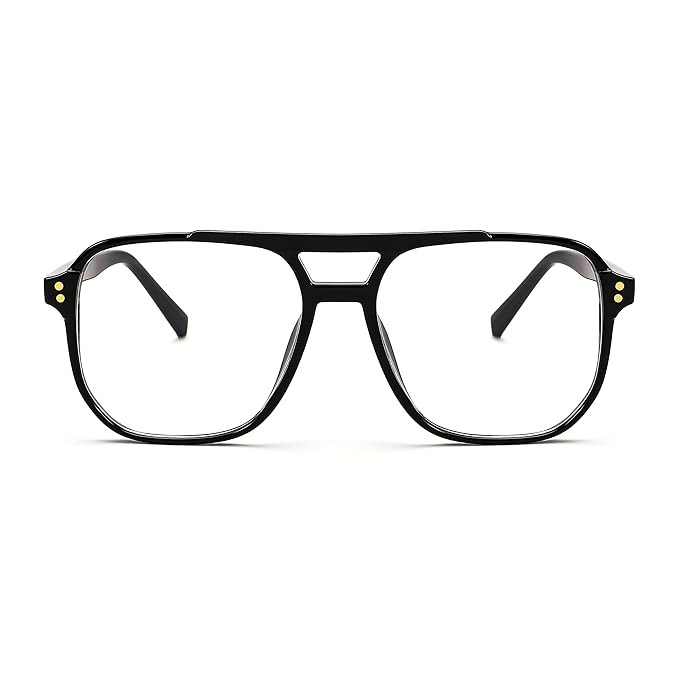 Karsaer Blue Light Blocking Glasses Fake Nerd Clear Square Computer Lightweight Pilot Glasses Frame Oversized E1062