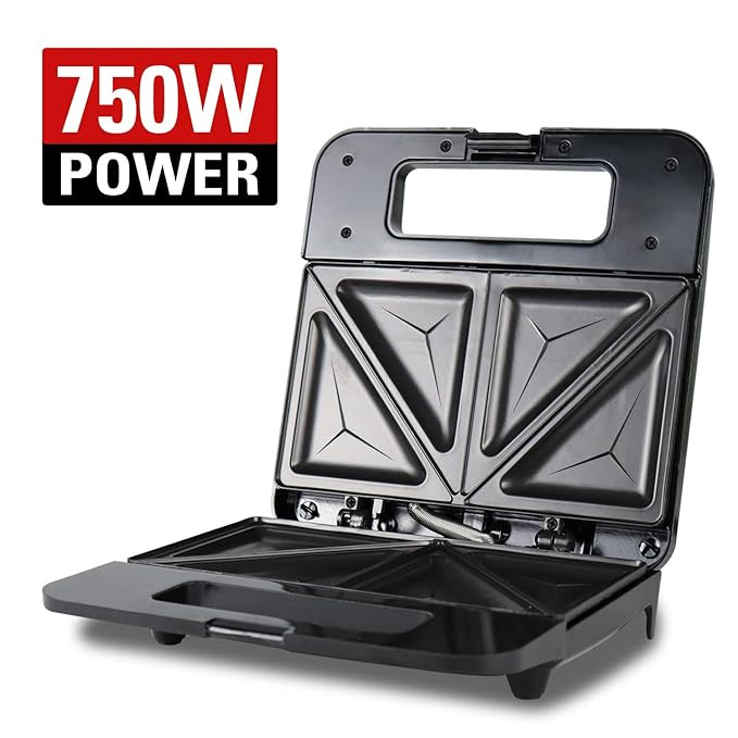 iBELL SM410N Sandwich Maker with Non Stick Sandwich Plates Grill & Toast, Electric, Nonstick, 750 Watt (Black)