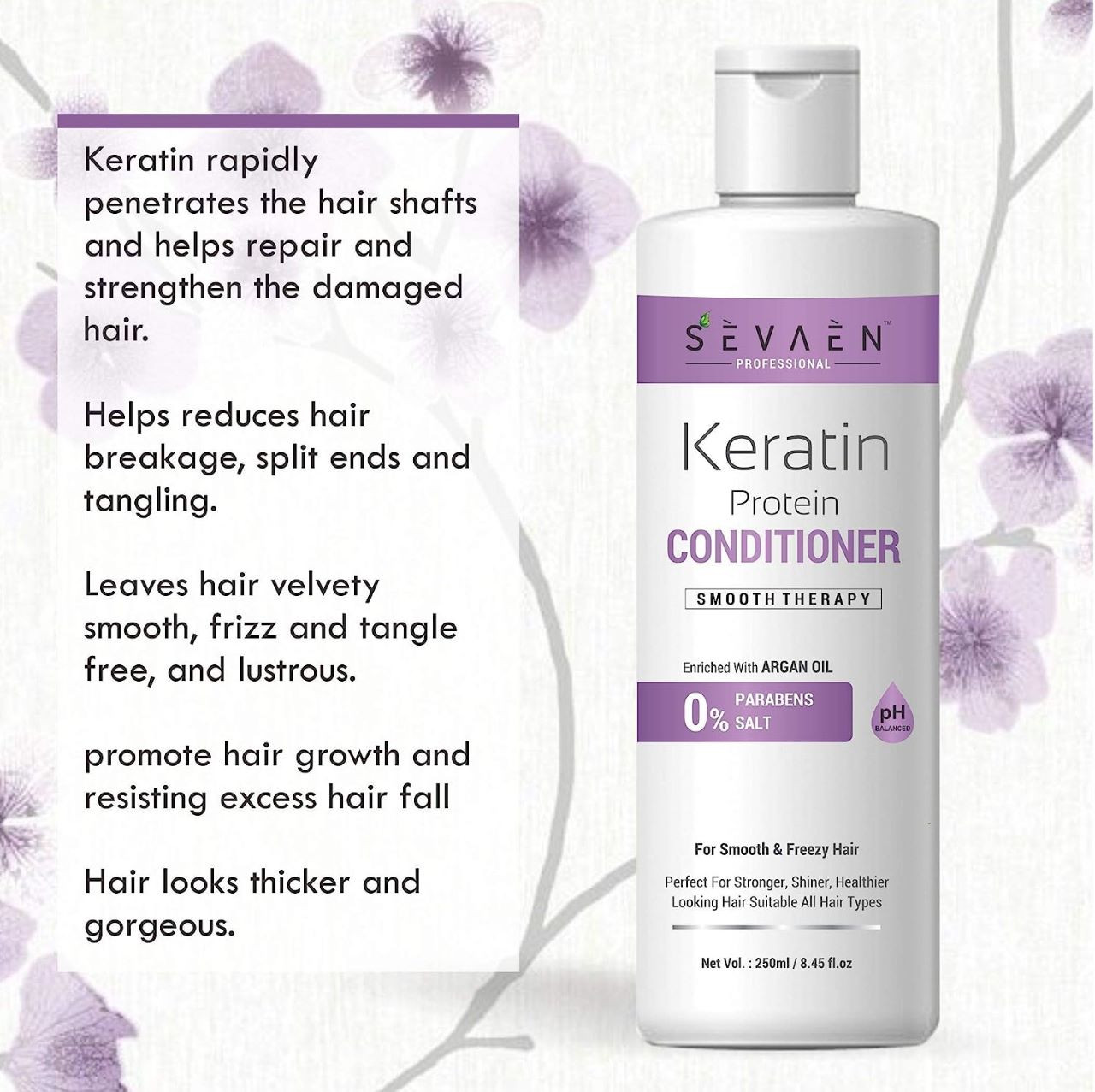 Keratin & Argan Oil Smooth Therapy Conditioner, 250ml
