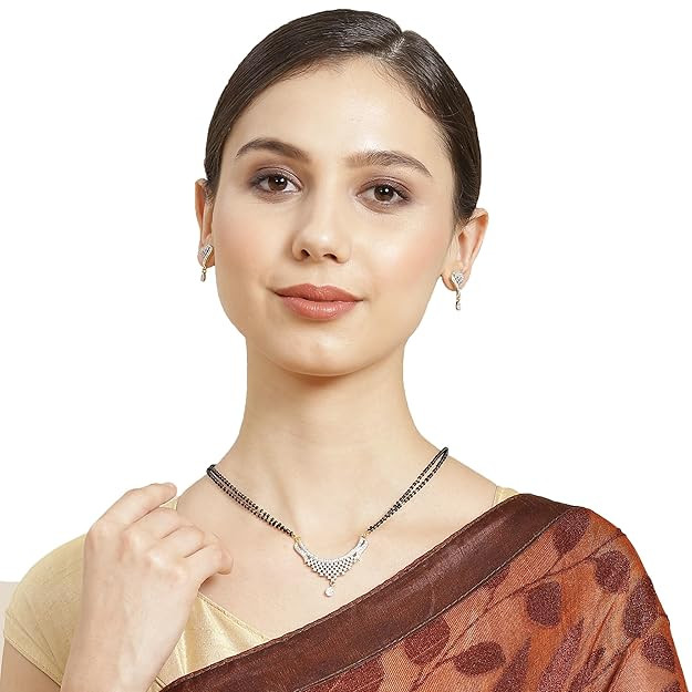 ZENEME Fashion American Diamond Gold Plated Designer Mangalsutra & Pendent Set Jewellery for Women