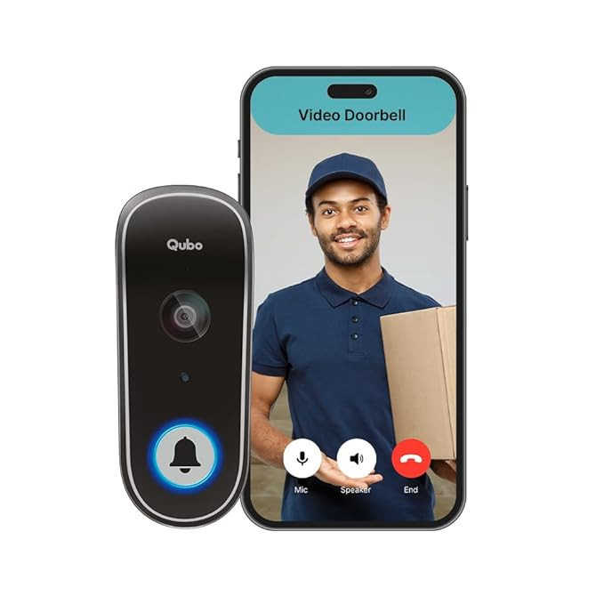 Qubo Smart WiFi Video Doorbell from Hero Group | Instant Phone Visitor Video Call | Intruder Alar