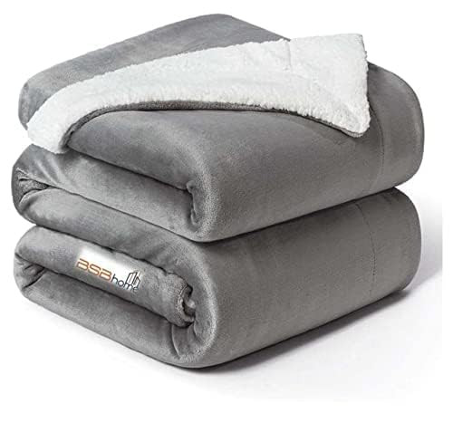 BSB HOME Polyester Micromink Warm Sherpa Super Soft Flannel Solid/Plain Blanket for Light/Mild Winter, Grey, Size 150 X 230 Cms (Approx 4.7 X 7 Ft, Single), 200 TC