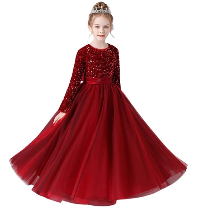 NENA FASHION Girl Full Length Sequin Work Gown Dress