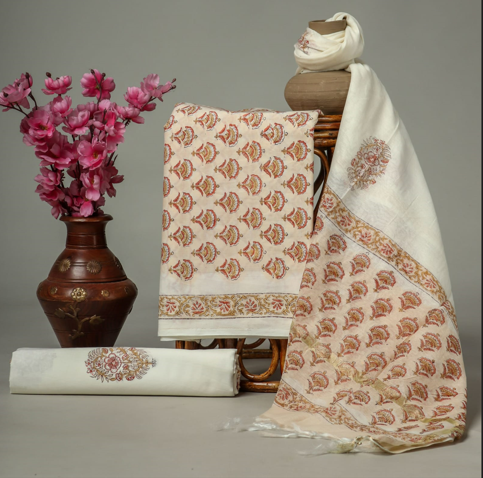 Women's Cotton Floral Print Unstitched Salwar Suit with Dupatta