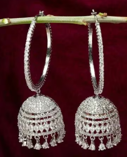 Jhumki design silver plated White Stone Bangles For Women