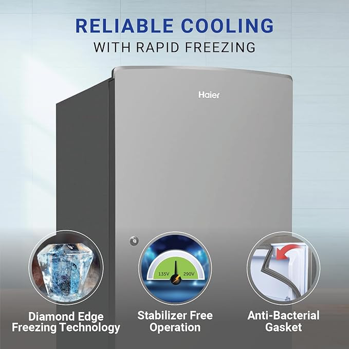 Haier 185 L, 2 Star, Direct-Cool Single Door Refrigerator (HED-19TMS-N, Moon Silver, 2024 Model)