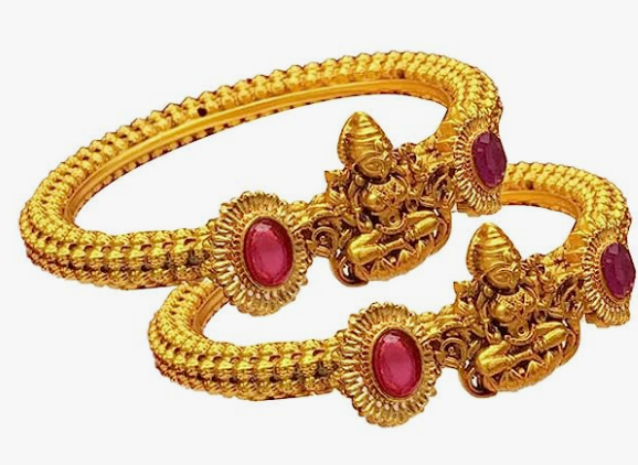 Traditional gold plated kundan bangle set for 6pic