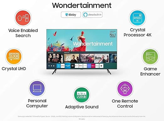 Samsung 163 cm (65 inches) Wondertainment Series 4K Ultra HD LED Smart TV UA65TUE60AKBXL (Titan Gray)
