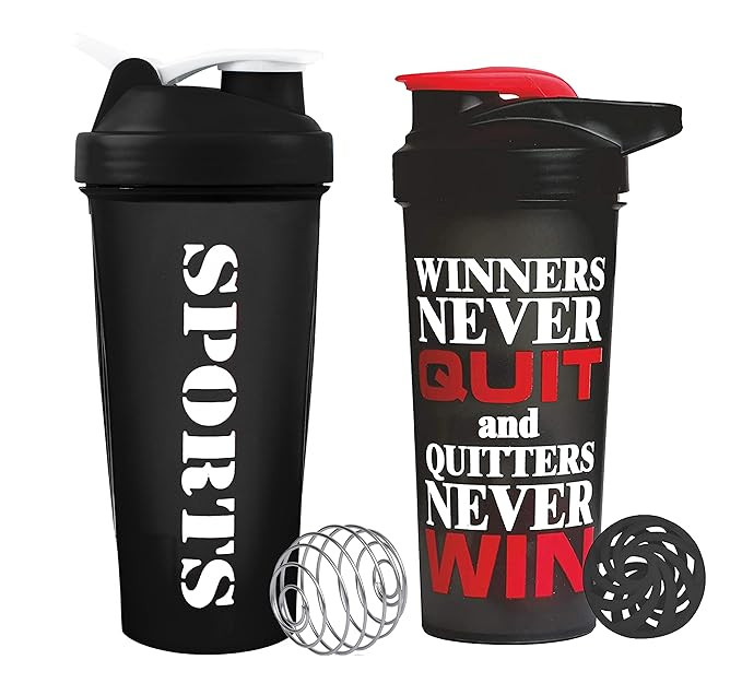 True Indian Special Combo Pack of 2- Gym Shaker/Water Bottles for Gym/Protein Shaker Bottle/Gym Water Bottle with Mixer Ball (BLACK- RED)