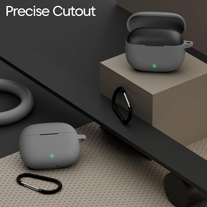 Sounce Earphone Case Cover Compatible for Realme Buds T310,Soft Silicone Case Cover, Full Protection Shockproof Case Cover, Scratch-Resistant, Non-Slip Grip, Anti Fall Anti Dust (Grey)