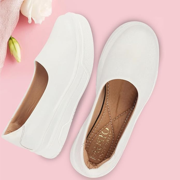 FAUSTO Women's Outdoor Fashion Comfort Height Enhance Platform Heel Ballerina Slip On Shoes