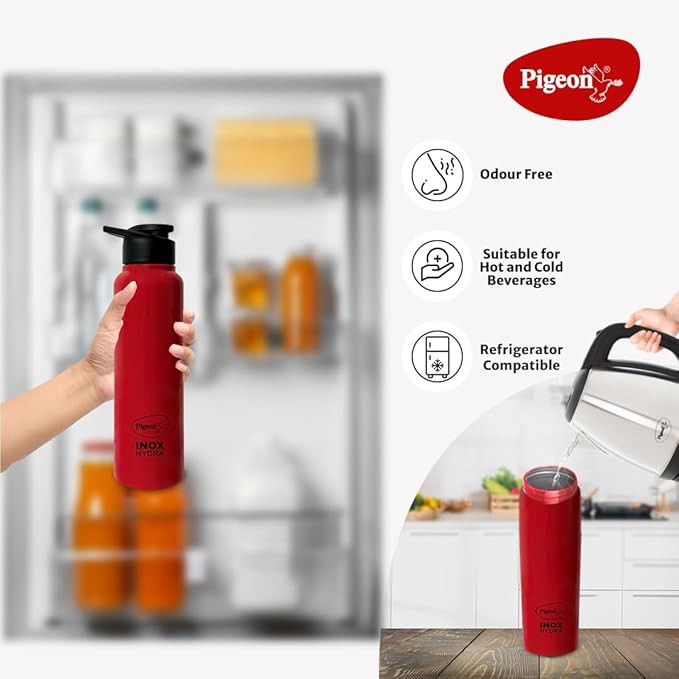 Pigeon 1.5 litre Hot Kettle and Stainless Steel Water Bottle Combo used for boiling Water, Making Tea and Coffee, Instant Noodles, Soup with Auto Shut- off Feature