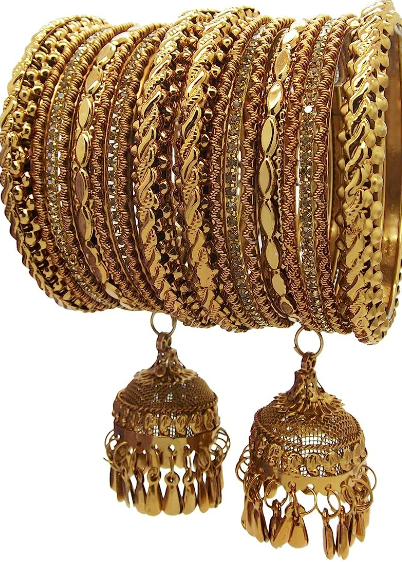 New design gold plated  with stone studded jhumki Bangles women