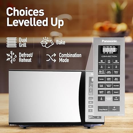 Panasonic 23 L Convection Microwave Oven(NN-CT353BFDG,Black Mirror, 360° Heat Wrap, stainless steel cavity, Magic Grill)
