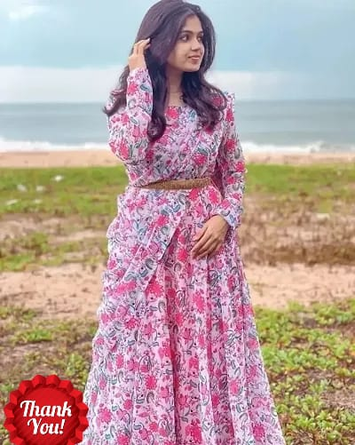 Floral Gown for Women Georgette Designer Gown Summer Casual Office Regular Wear Gown Tunic