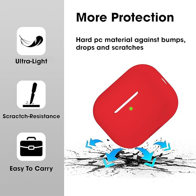 Sounce Soft Silicone Protective Case for Airpods pro 2 Case Cover with Antilost Lanyard, Full Protection Tough Shockproof Charging Case Compatible with Airpods pro 2 Gen-2 2022 with Carabiner - Red