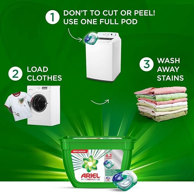 Ariel Matic 4in1 PODs Detergent Pack 32 ct -for Top &y nFront load washing machine ol