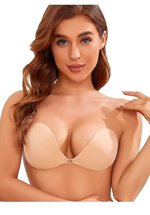AKHIRAH Women's & Girl's Strapless Push Up Wire Free Stick On Invisible Bra (Free-Size)