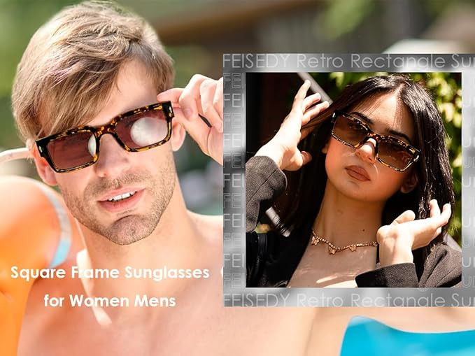 Karsaer Square Polarized Sunglasses for Men Women TR90 Frame Rectangle Sun Glasses E1246