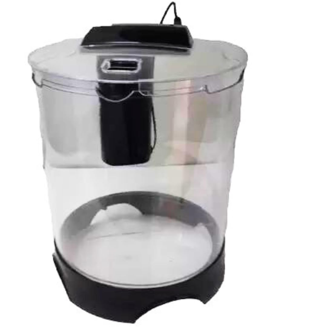 KSH Store-DoPhin Round Mini Tank BT-112, for Small Fish and Aquatic Plants (5.2 L, Rust Resistant) with LED Light and Internal Filter,4 INCH Plant and Fish Food. (BT-112)