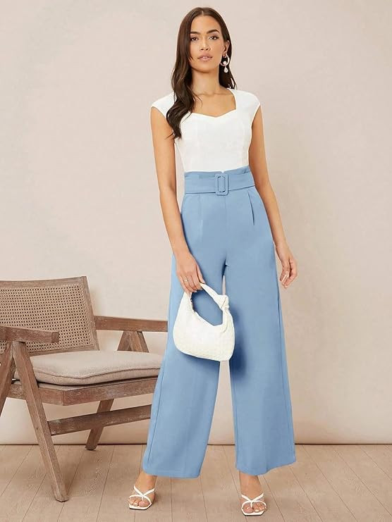 KOTTY Women's High Rise Viscose Rayon Relaxed Fit Korean Trousers