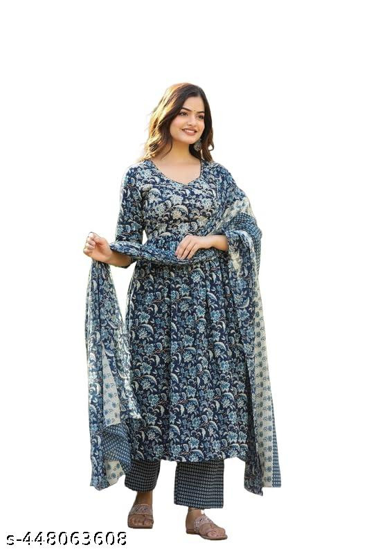 Designer Trending fashionable Rayon Print Straight Kurta with Pant and Print Dupatta Set for Womens and Girls