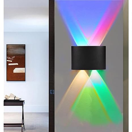 FERA Waterproof Aluminium Up Down Led Wall Lamp, 4 Ray, Multy Colour, Indoor/Outdoor Decorative Wall Sconce Light (4 Ray Color)