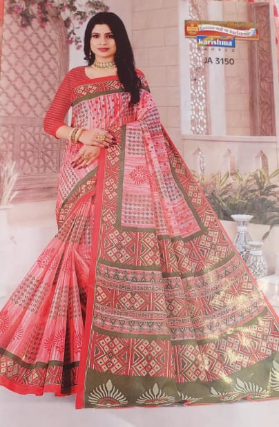 Odisha Handloom Women's Cotton Saree With Blouse Piece (odisha handloom 18_Multicolored)