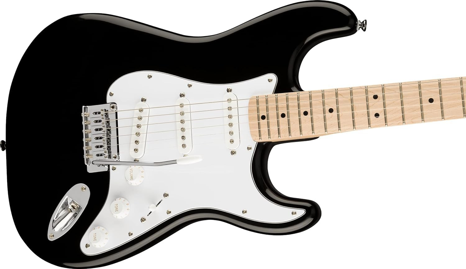 Fender 378002506 Squier Affinity Strat Maple with Gig-Bag, Polishing Cloth, Strap, Picks & E-Book - Black